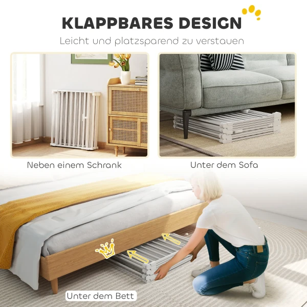 Huisdierhek, 8 paneels barrière met deur, opvouwbaar, voor kleine & middelgrote honden, kunststof, koolstofstaal, wit 9