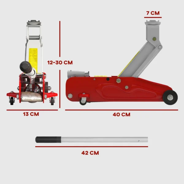 Hydraulische Krik Compact Overbelastingsbeveiliging Auto SUV 2t 120 300mm Rood Geel