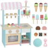 IJswagen Voor Kinderen IJssalon Kinderen 17 Stukken IJs Kinderkeuken Met 17 Accessoires, Oven, MDF, Lichtblauw