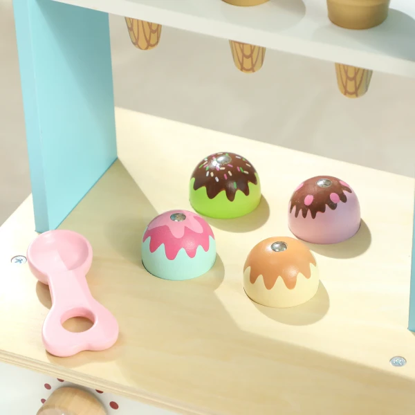 IJswagen Voor Kinderen IJssalon Kinderen 17 Stukken IJs Kinderkeuken Met 17 Accessoires, Oven, MDF, Lichtblauw