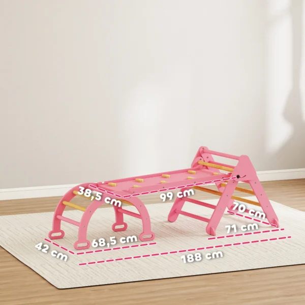 Indoor Klimrek, 7 In 1 Opvouwbaar Klimdriehoek Met Glijbaan, Klimboog