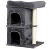 Kattenkrabpaal, kattentoren, 2 grotten, platform, sisalpalen, compact, donkergrijs 1