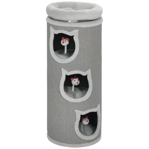 Kattenkrabton, 96 cm, 4 laags kattentoren met wasbaar bed, 3 slaapgrotten, hangend speelgoed, voor meerdere katten grijs 1
