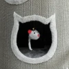Kattenkrabton, 96 cm, 4 laags kattentoren met wasbaar bed, 3 slaapgrotten, hangend speelgoed, voor meerdere katten grijs 10