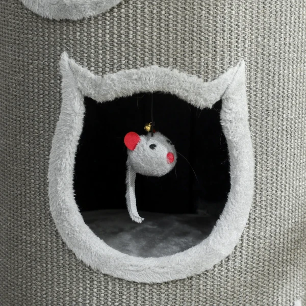 Kattenkrabton, 96 cm, 4 laags kattentoren met wasbaar bed, 3 slaapgrotten, hangend speelgoed, voor meerdere katten grijs 10