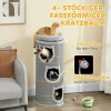 Kattenkrabton, 96 cm, 4 laags kattentoren met wasbaar bed, 3 slaapgrotten, hangend speelgoed, voor meerdere katten grijs 5