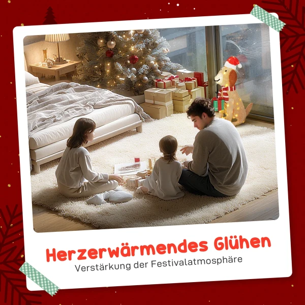 Kerstdecoratie, verlichte kerstpuppy met 74 warmwitte led lampjes, 64 x 20 x 70 cm, geel 5