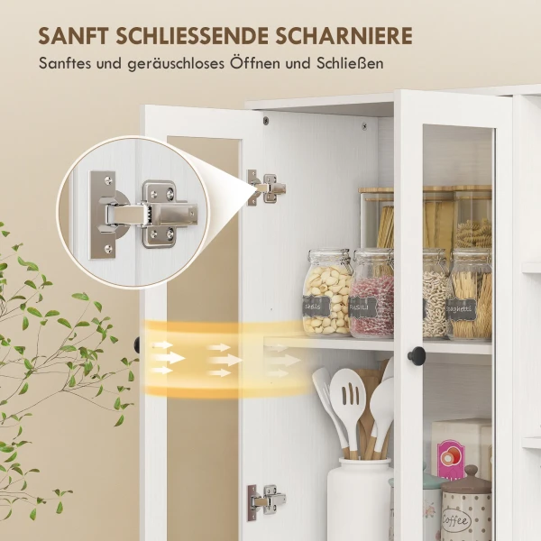 Keukenkast met glazen deuren, planken, open opbergruimtes, 172 cm hoog, mdf, wit 7