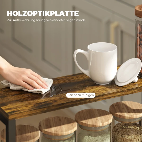 Keukenwagen Serveerwagen Met 5 Niveaus, Rolwagen Keukenrek Met Werkblad, Rollen Handvat 47 X 13 X 96,5 Cm, Zwart