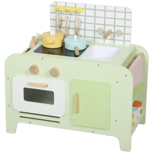 Kinderkeuken Speelset, MDF, 15 Accessoires, Kasten, 40 Cm, Vanaf 3 Jaar, Groen