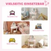 Kinderschminktafel, Stoel, Lade, Afneembare Spiegel, Kinderschrijftafel Met 7 Accessoires, 2 in 1 Ontwerp, MDF, Roze