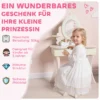 Kinderschminktafel, Stoel, Lade, Afneembare Spiegel, Kinderschrijftafel Met 7 Accessoires, 2 in 1 Ontwerp, MDF, Roze