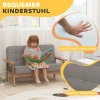 Kindersessel, Kinderbank Met Houten Frame, Fluweelachtige Uitstraling, Gevoerd, Voor Kinderen Van 3 15 Jaar Grijs