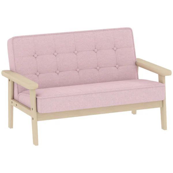 Kindersessel, Kindersofa Met Houten Frame, Fluweelachtige Uitstraling, Gevoerd, Voor Kinderen Van 3 15 Jaar Roze