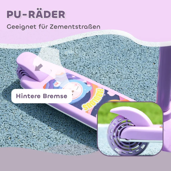Kinderstep, LED wielen, Zachte Rit, Verstelbare Hoogte, Kunststof, Staal, Paars
