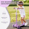 Kinderstep, LED wielen, Zachte Rit, Verstelbare Hoogte, Kunststof, Staal, Paars