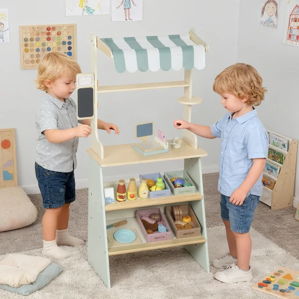 Kinderwinkel Supermarkt Voor Kinderen Met Kassa Scanner Bord 34 Speelaccessoires Groen