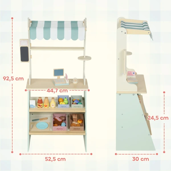 Kinderwinkel Supermarkt Voor Kinderen Met Kassa Scanner Bord 34 Speelaccessoires Groen