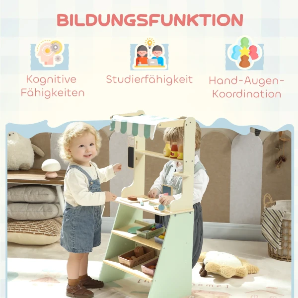 Kinderwinkel Supermarkt Voor Kinderen Met Kassa Scanner Bord 34 Speelaccessoires Groen