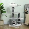 Krabpaal met 1 kattenhol, 1 kattenbed, 2 platforms, jute touwpalen, wit + grijs 4