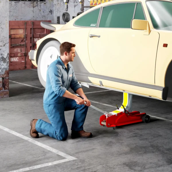 Krik, 8 38 Cm Hoogte, 2,5 Ton Draagvermogen, Staal, Rolbaar, Rood