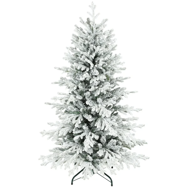 Kunstmatige kerstboom, 150cm kerstboom met sneeuw, 1162 takken, inklapbare metalen standaard 1