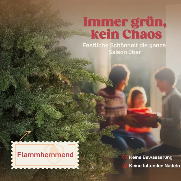 Kunstmatige kerstboom met realistische takken, kunst kerstboom met inklapbare standaard, vlamvertragend, kunststof, metaal, groen 5