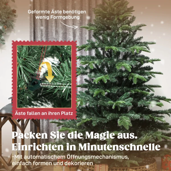 Kunstmatige kerstboom met realistische takken, kunst kerstboom met inklapbare standaard, vlamvertragend, kunststof, metaal, groen 7