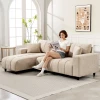 L vormige hoekbank met flexibele chaise longue, 3 zits bank met 2 kussens, metalen frame, voor woonkamer, beige 2