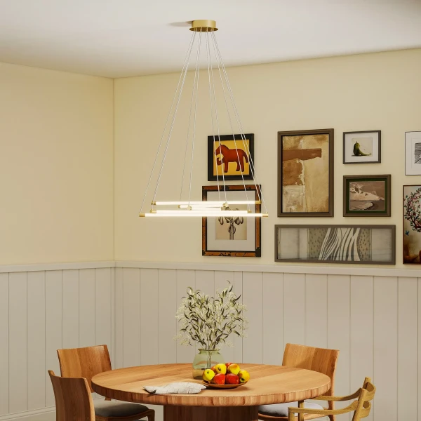 Led plafondlamp, 50w, 5 aanpasbare lichtbuizen, verstelbaar, plafondverlichting voor woonkamer, eetkamer, keuken, goud+wit 2