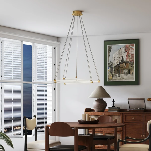 Led plafondlamp, 50w, 5 aanpasbare lichtbuizen, verstelbaar, plafondverlichting voor woonkamer, eetkamer, keuken, goud+wit 9