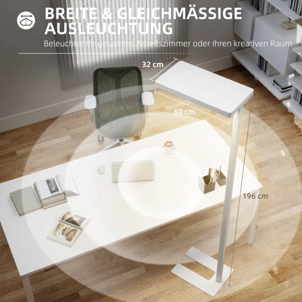 LED Staande Lamp, Oogvriendelijk Licht, Vloerlamp Met Afstandsbediening, Aanpasbare Helderheid, Kunststof, Metaal, Wit