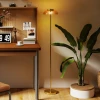 Led staande lamp woonkamer, staande lamp met 3000 k warm licht, voetschakelaar, 25 x 25 x 134 cm, messing 2