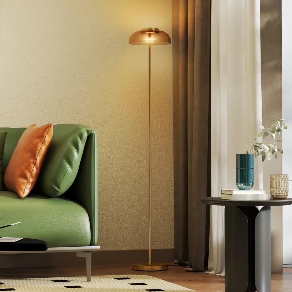 Led staande lamp woonkamer, staande lamp met 3000 k warm licht, voetschakelaar, 25 x 25 x 134 cm, messing 7