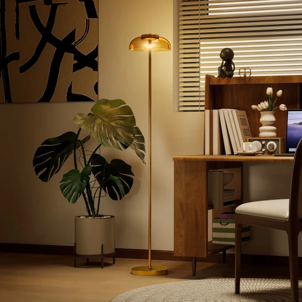 Led staande lamp woonkamer, staande lamp met 3000 k warm licht, voetschakelaar, 25 x 25 x 134 cm, messing 8