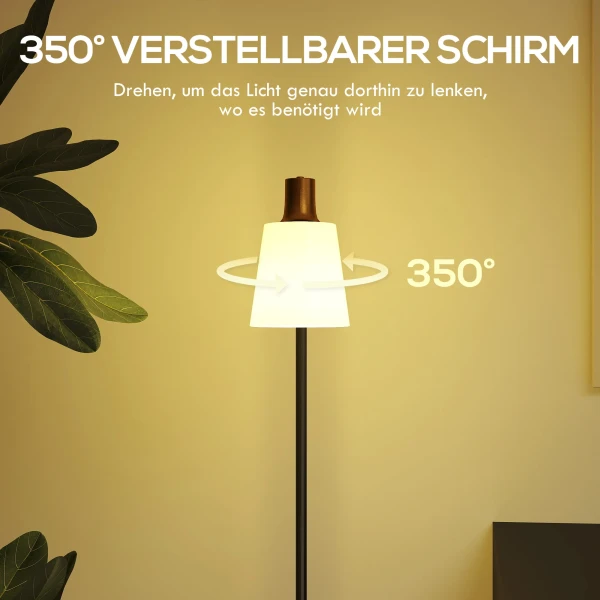 LED Staande Lamp Woonkamer Vloerlamp Met 350° Draaibare Kop Staande Lamp Met 3000K/4000K/6500K Kleurtemperaturen Zwart