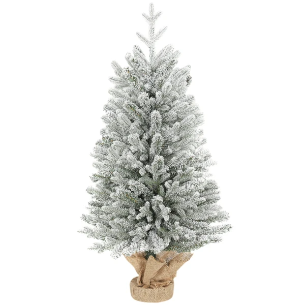 Mini kunstmatige kerstboom 90 cm kunstmatig spar met sneeuw, 486 punten cementbasis linnenhoes 1