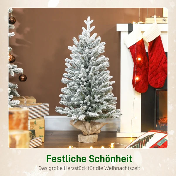 Mini kunstmatige kerstboom 90 cm kunstmatig spar met sneeuw, 486 punten cementbasis linnenhoes 5