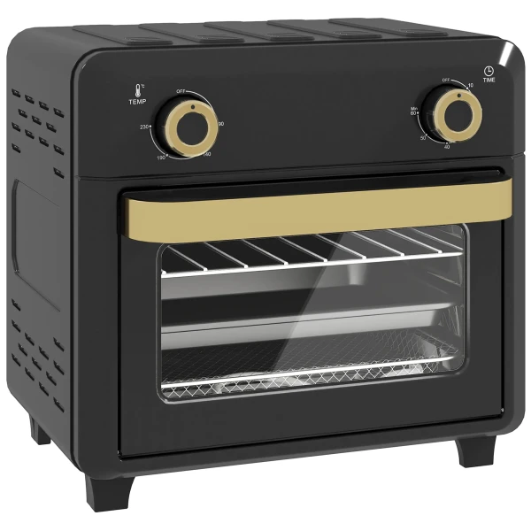 Minibackoven Met Heteluchtcirculatie, Heteluchtfriteuse, Timer, Binnenverlichting, 10L, Zwart