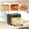 Minibackoven Met Heteluchtcirculatie, Heteluchtfriteuse, Timer, Binnenverlichting, 10L, Zwart