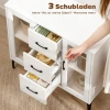 Modern Dressoir Met Soft close Deuren, Buffetkast Met 3 Lades, 2 Glazen Deuren, Verstelbare Planken, MDF, Wit