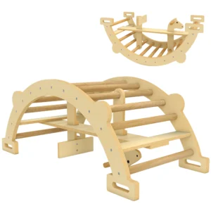 Montessori Klimrek Indoor, 2 In 1 Houten Klimboog, Voor Kinderen 2 4 Jaar, 110x52x45 Cm, Natuurhout