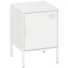 Nachtkastje Van Staal, Bijzettafel Voor Verschillende Doeleinden, Verstelbaar Rek, Voor Slaapkamer, Woonkamer, Wit