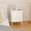 Nachtkastje Van Staal, Bijzettafel Voor Verschillende Doeleinden, Verstelbaar Rek, Voor Slaapkamer, Woonkamer, Wit