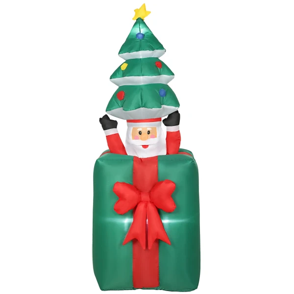 Opblaasbare kerstdecoratie met led lampjes, polyester, voor binnen en buiten, rood+groen 1