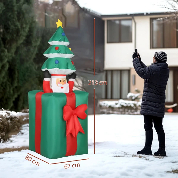 Opblaasbare kerstdecoratie met led lampjes, polyester, voor binnen en buiten, rood+groen 4