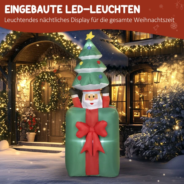 Opblaasbare kerstdecoratie met led lampjes, polyester, voor binnen en buiten, rood+groen 5