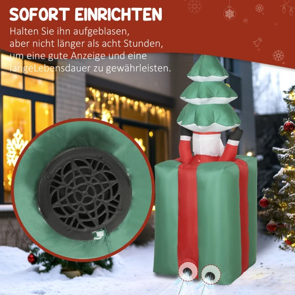 Opblaasbare kerstdecoratie met led lampjes, polyester, voor binnen en buiten, rood+groen 9