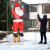Opblaasbare Kerstdecoratie, Opblaasbare Kerstman Met Hond Met LED lampjes, 68x82x214 Cm, Rood