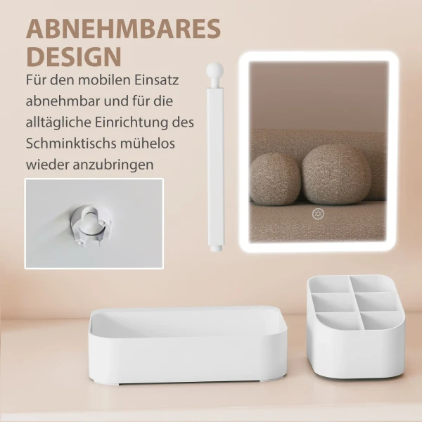 Oplaadbare Make upspiegel Met Verlichting, 180° Draaibaar, LED Cosmetische Spiegel Met 2 Verlichtingsmodi, Wit